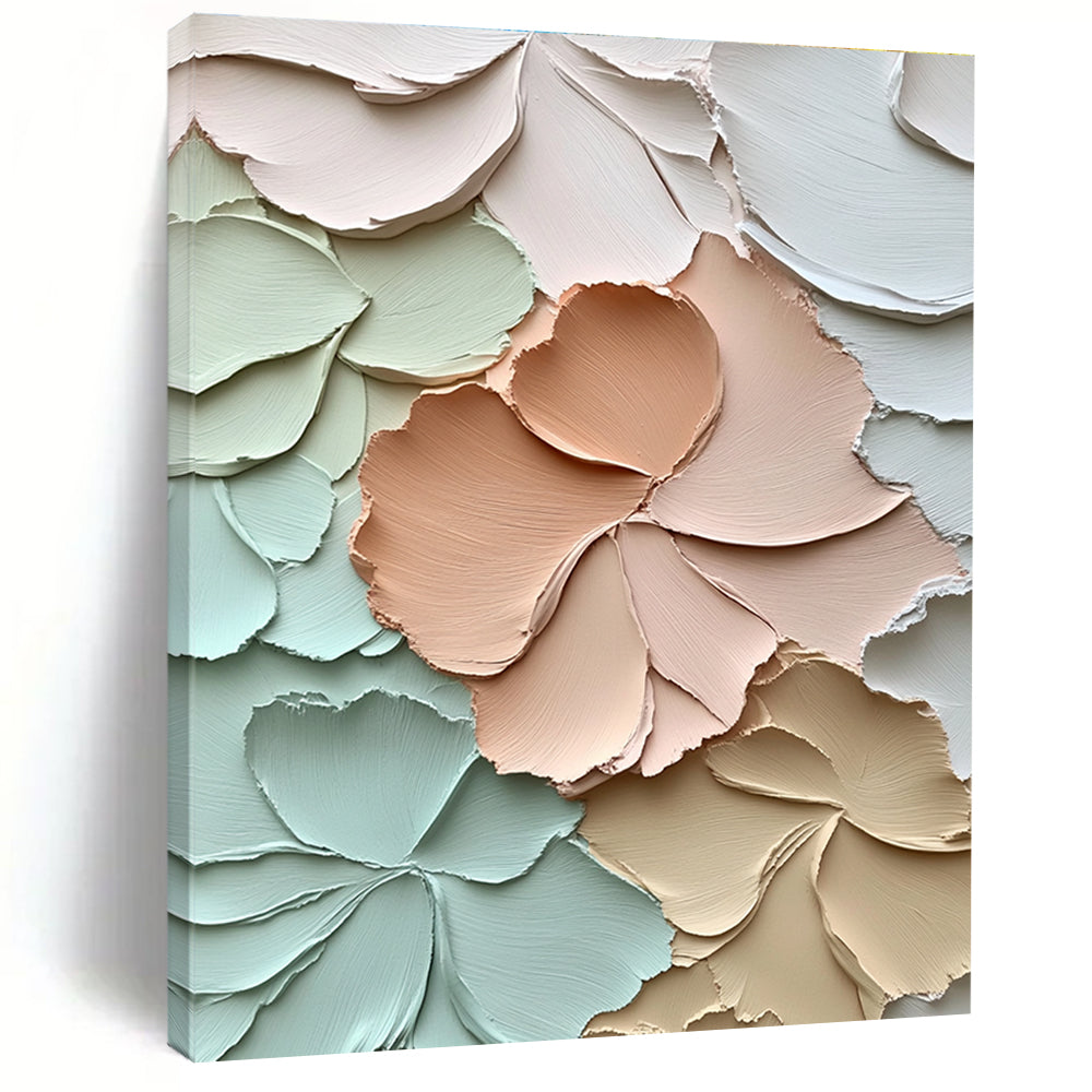 Textured Floral Relief Abstract Painting with Soft Pastel Tones WINK001