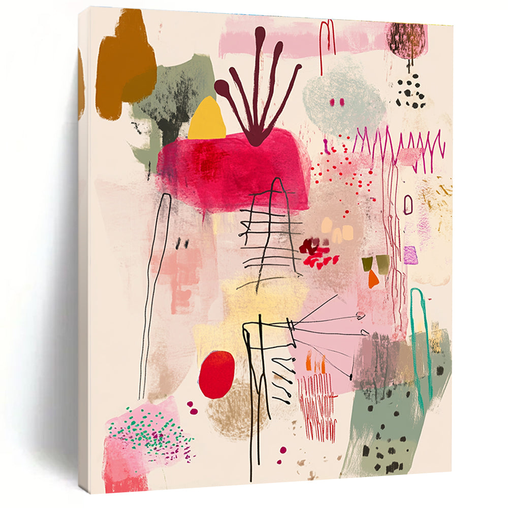Pink and Colorful Abstract Shapes Lively Abstract Composition GAB0348