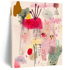 Pink and Colorful Abstract Shapes Lively Abstract Composition GAB0348