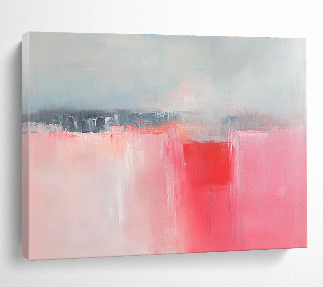 Soft Pink and Gray Abstract Painting with Subtle Emotion ABS416