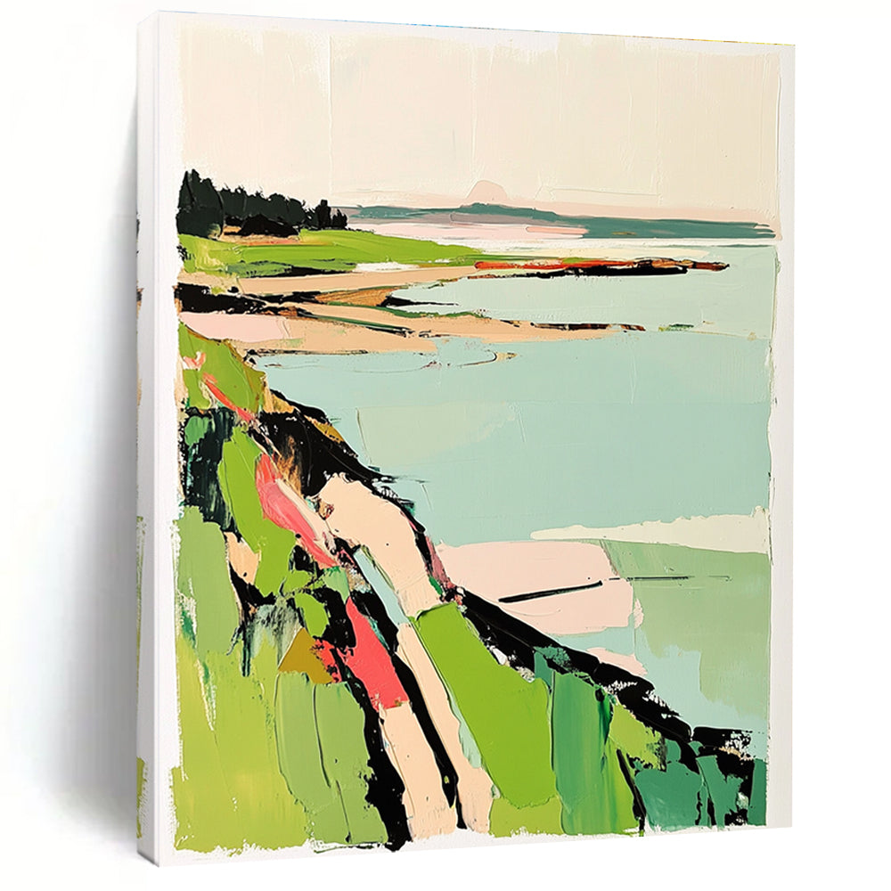 Coastal Landscape Abstract Painting for Bohemian - Style Beach Houses GAB1336
