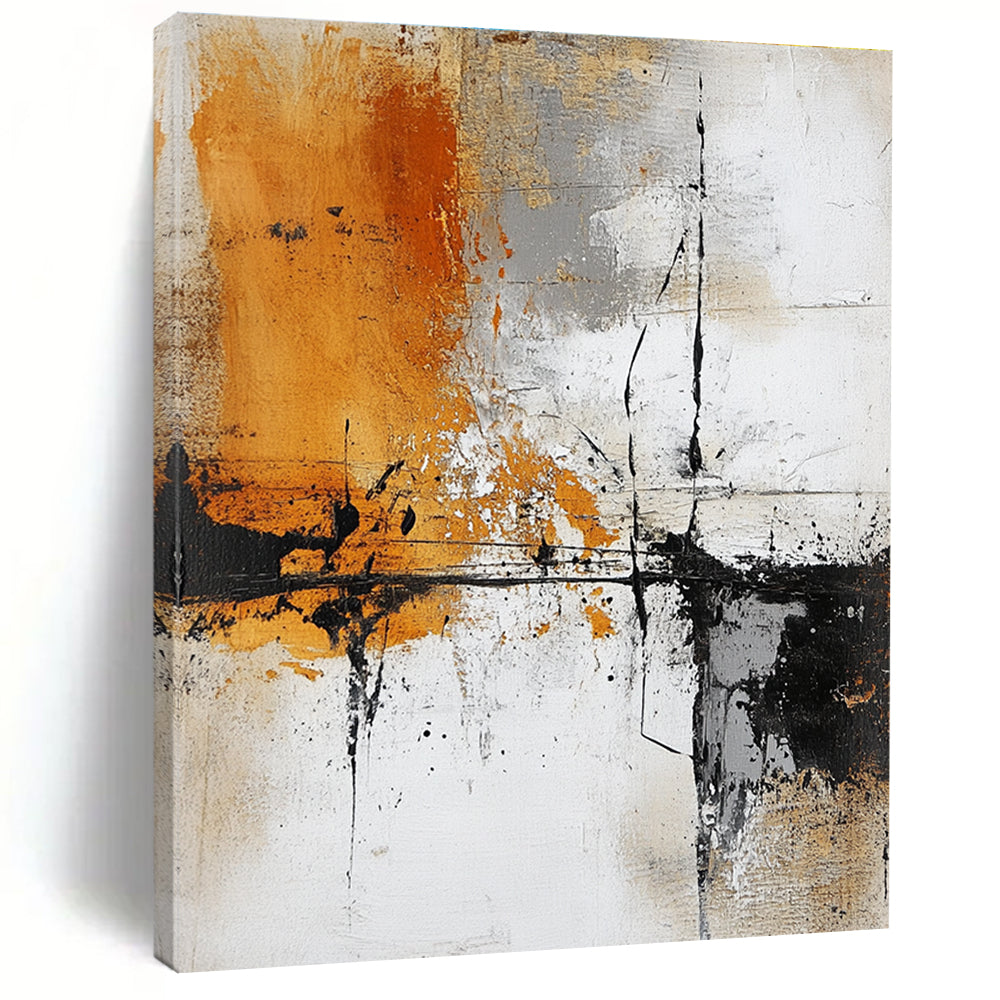 Orange Gray Abstract Textures Painting with Bold Strokes WINK631