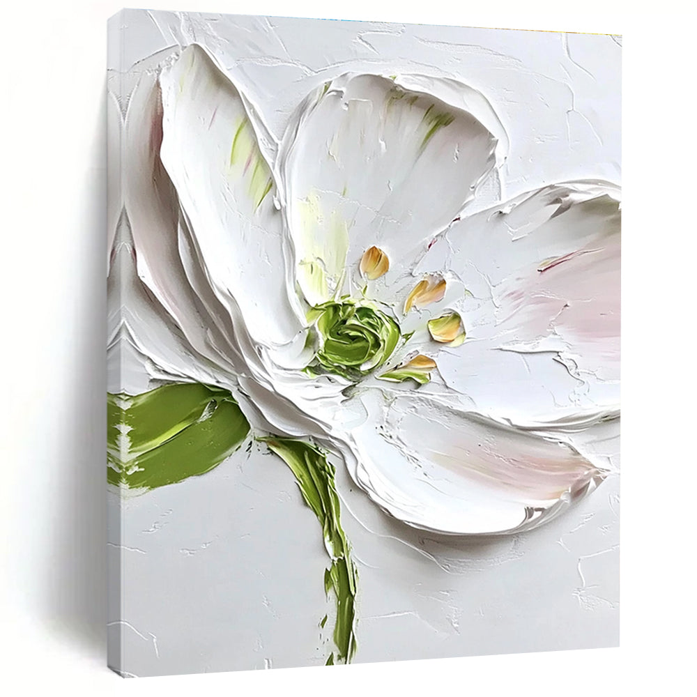 Textured White Flower Impasto Abstract Painting for Floral Lovers GAB1522