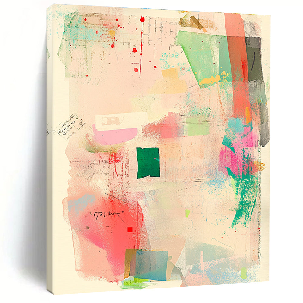Pastel Color Collage Abstract Painting with Playful Creativity WINK076