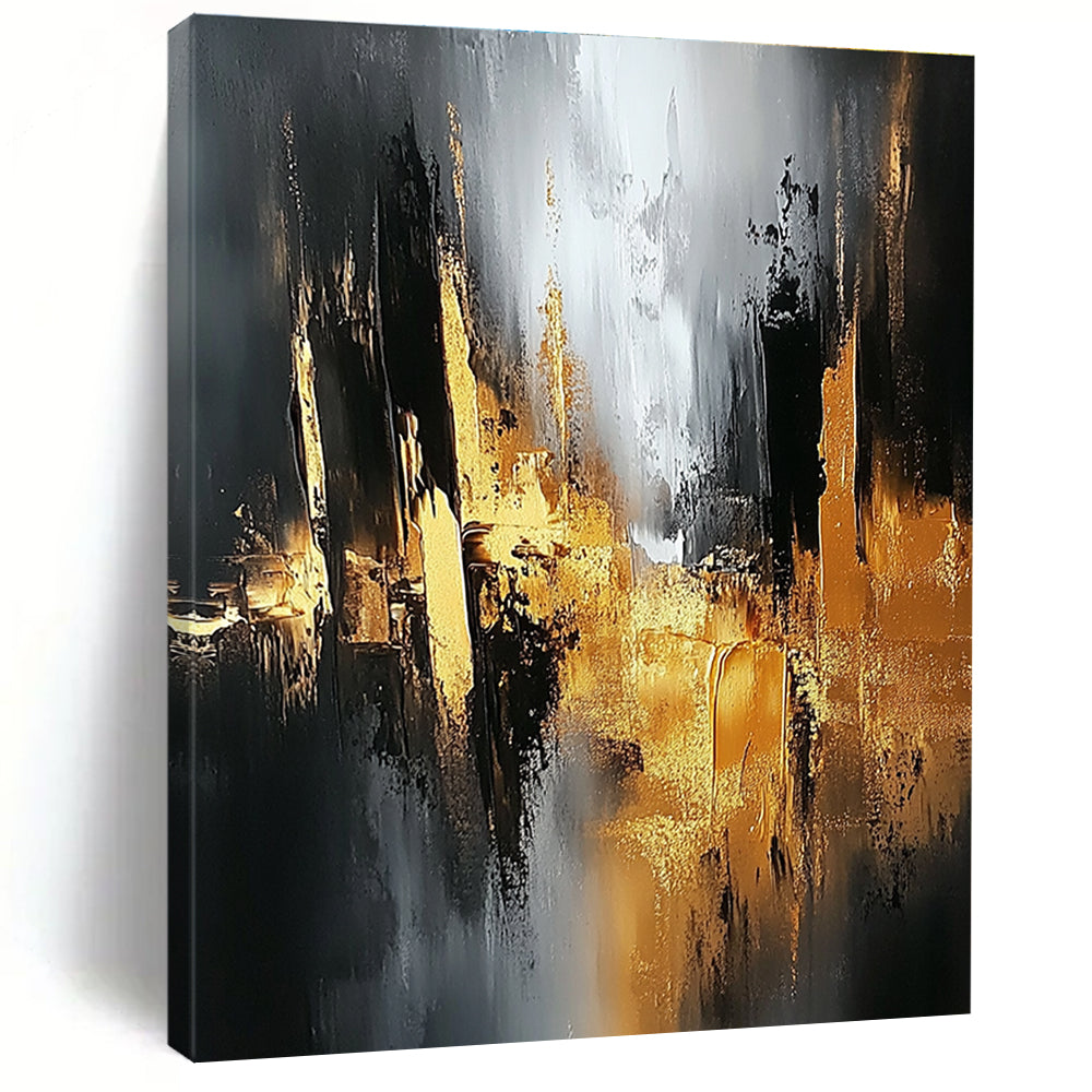 Gold and Black Urban Abstract Painting for Modern Art Galleries GAB0858