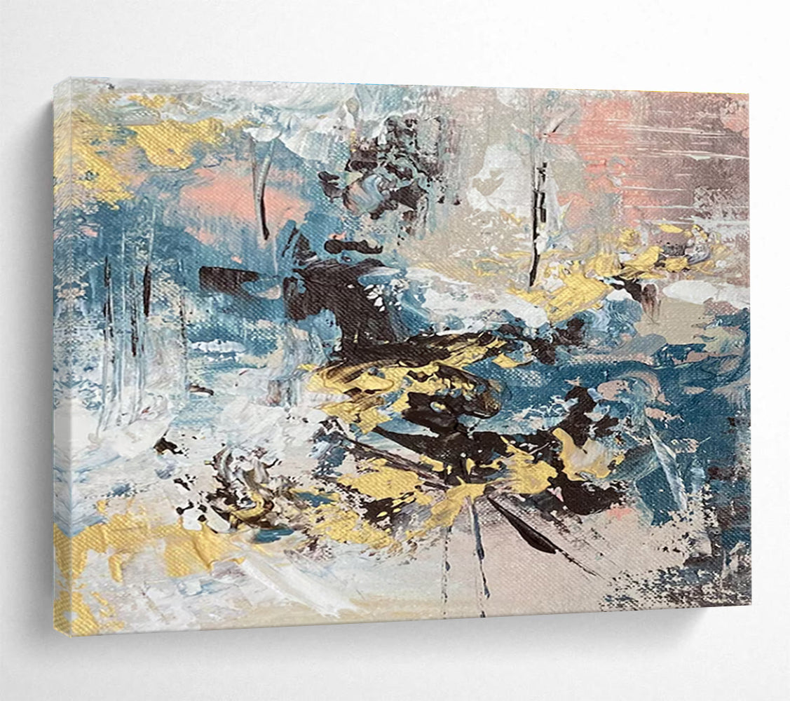 Blue and Yellow Abstract Painting for Coastal Resort Restaurants YHT373