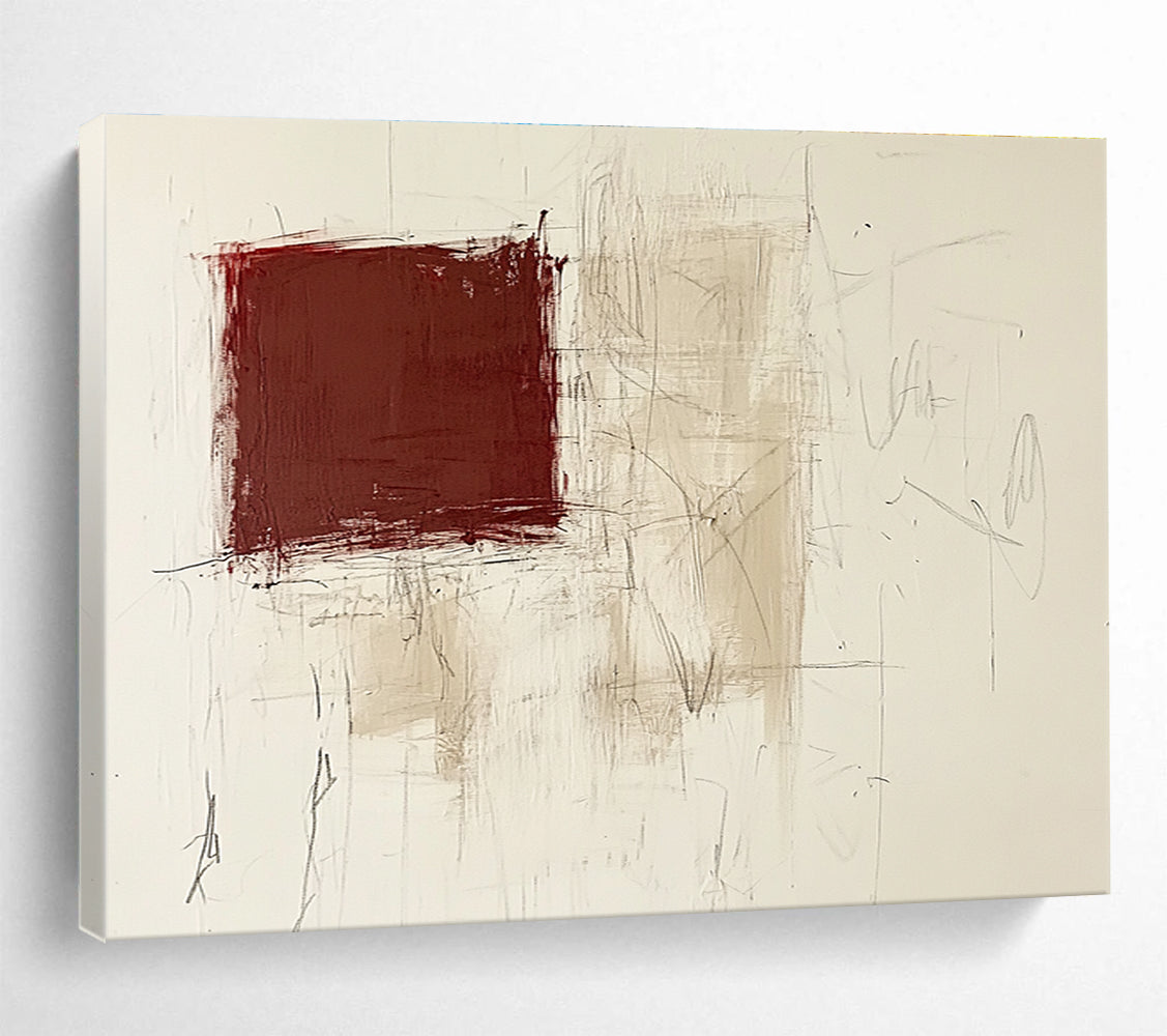 Textured Maroon - Beige Art Translating Raw Emotions into Layered Expressions Abstract Painting ABS143