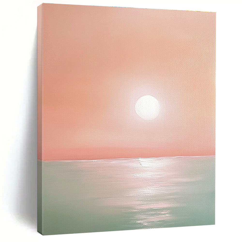 Pink Sunset Over Sea II Calm Abstract Art for Relaxing Nooks GAB1468