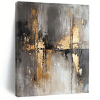 Gray Gold Abstract Geometry Painting with Subtle Shapes WINK644