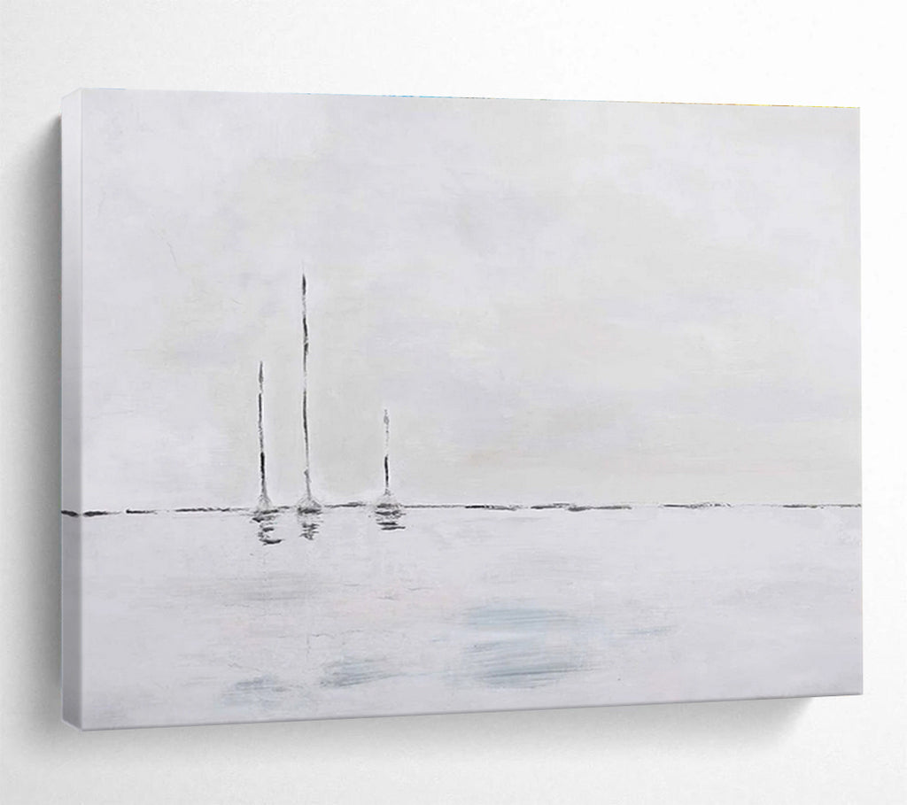 Minimalist Sailboat Abstract Painting for Serene Bedroom Retreats YHT263