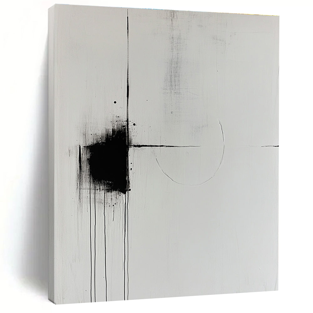 Minimalist Black and White Abstract Painting for Contemporary Studies GAB1008