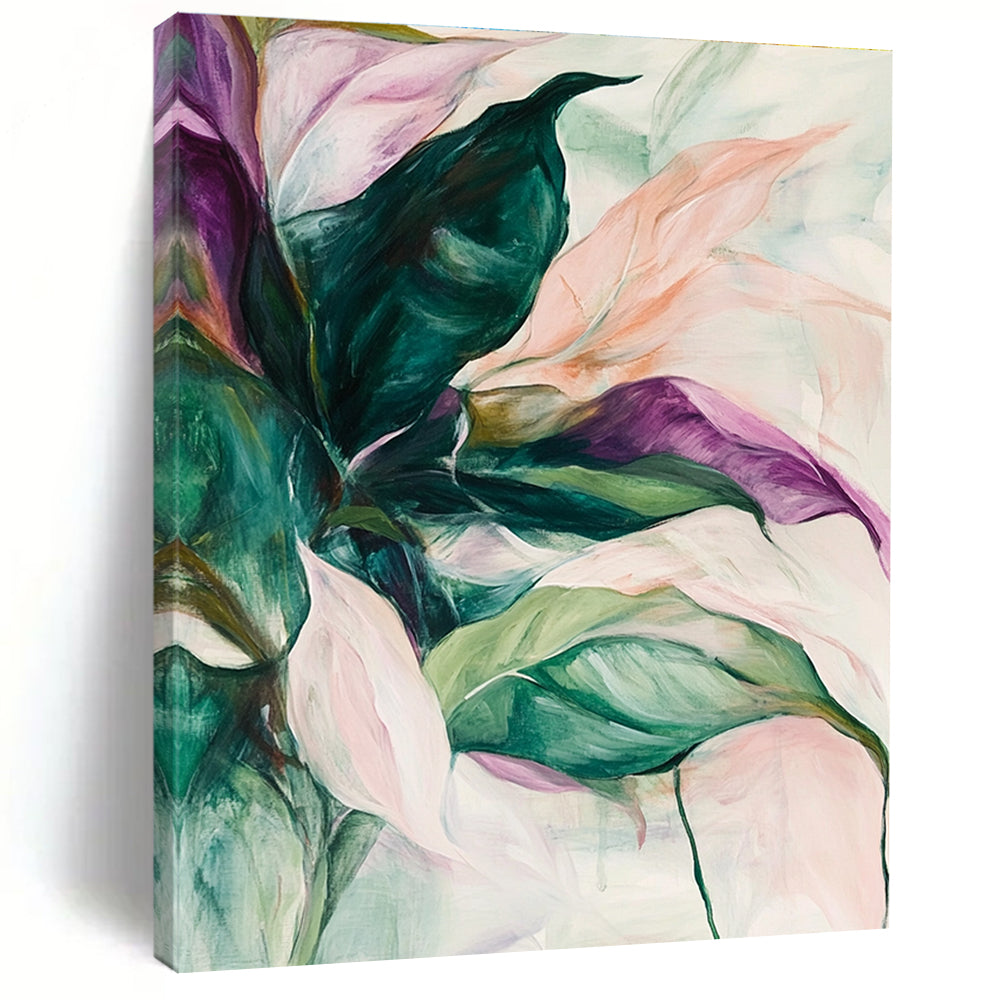 Pastel Floral Leaves Abstract Painting of Gentle Nature GAB0186