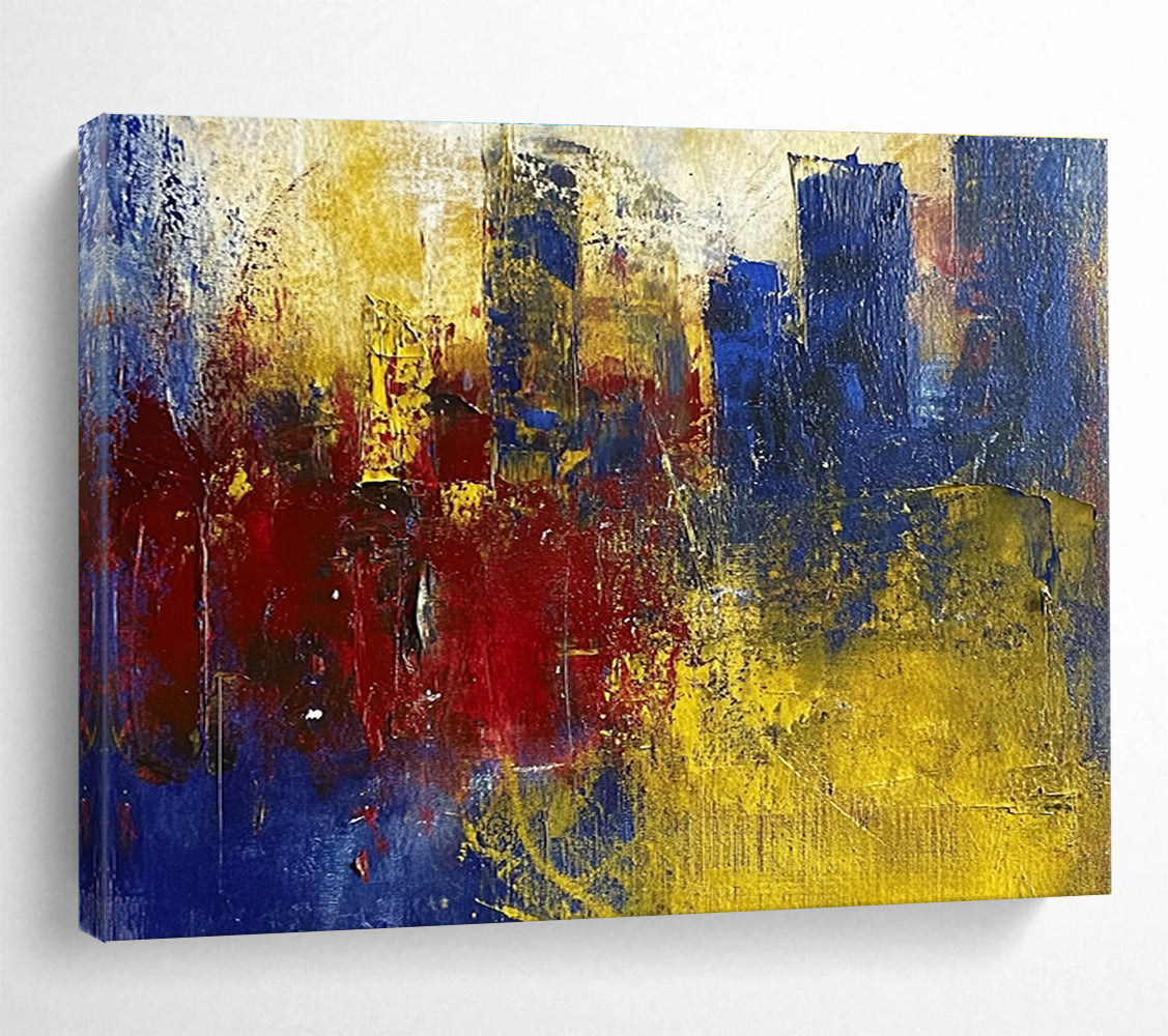 Abstract City Fragment Painting with Textured, Urban Layers ABS515