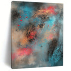 Blue Gold Red Abstract Painting with Ethereal Textures WINK661