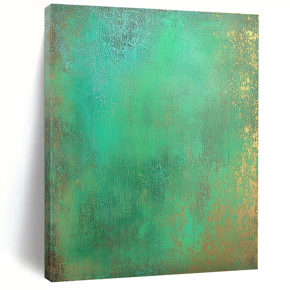 Teal and Gold Abstract Painting with Exotic Allure WINK128