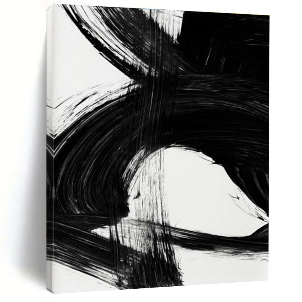 Dynamic Black Ink Abstract Painting for Contemporary Art Galleries HENG196