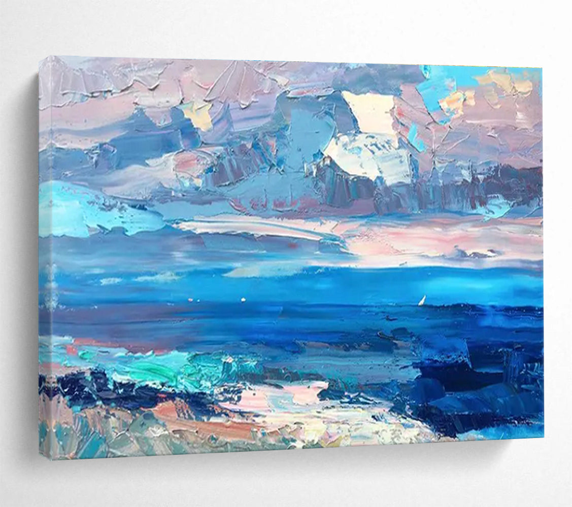 Sea and Sky Abstract Painting for Coastal Home Living Rooms YHT440