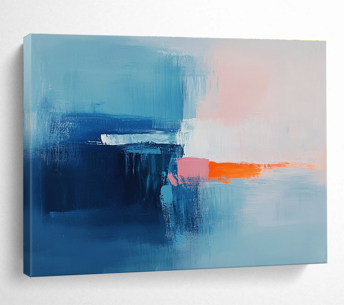 Blue and Pink Abstract Painting with Gentle Color Transitions ABS412
