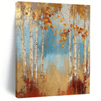 Golden Birch Forest Abstract Painting for Cozy Living Rooms GAB0753