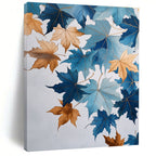 Blue and Gold Leaves Artistic Botanical Abstract Painting GAB0307