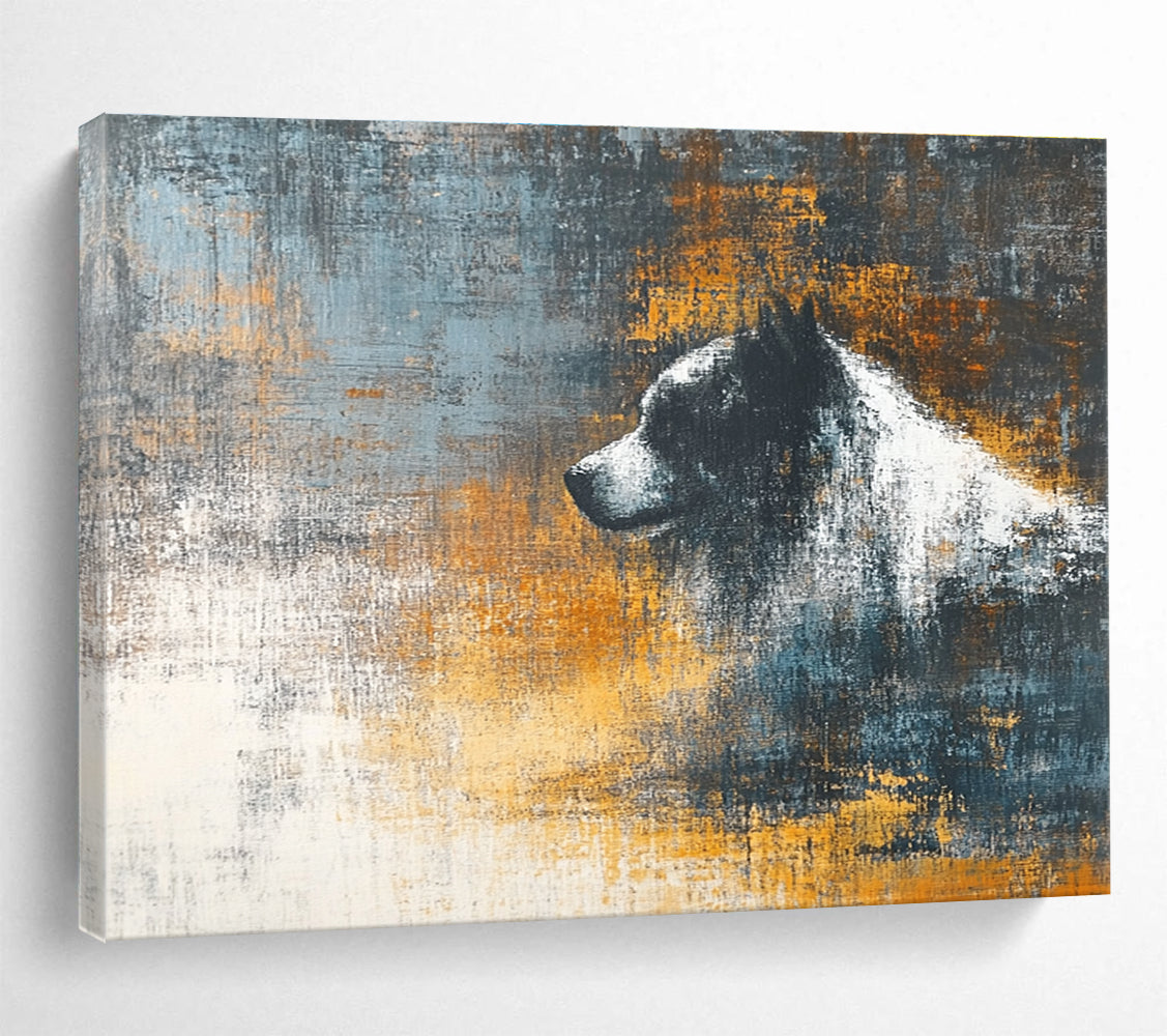 Dog Silhouette Abstract Painting with Textured Background ABS280