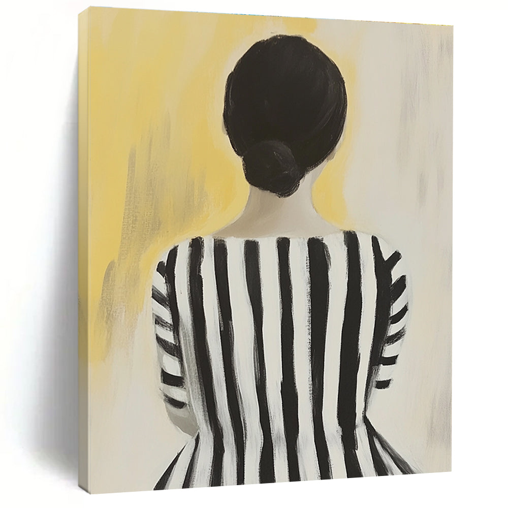 Back View of Striped Woman - Stylized Figurative Abstract Art GAB0418