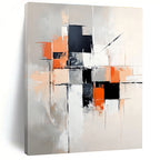 Gray - Orange Abstract Painting with Dynamic Composition WINK858