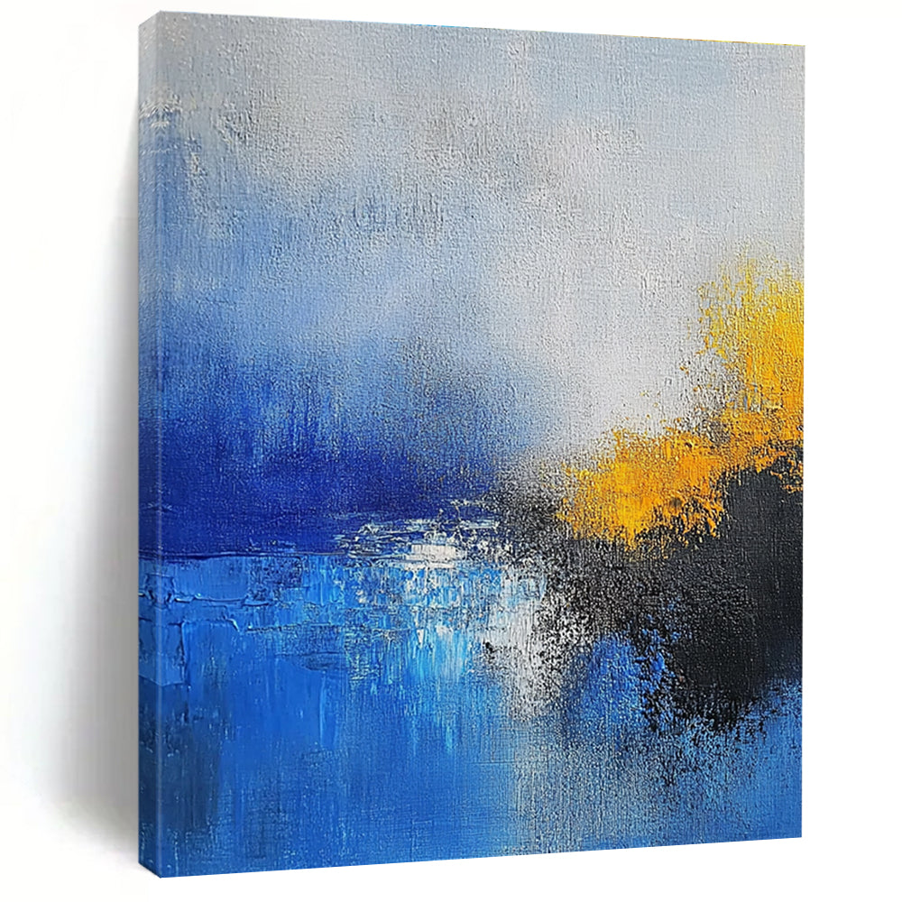 Blue - Yellow Abstract Landscape Painting with Dreamy Serenity WINK382
