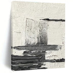 Black - White Textured Abstract Composition Painting for Minimalist Studies HENG388
