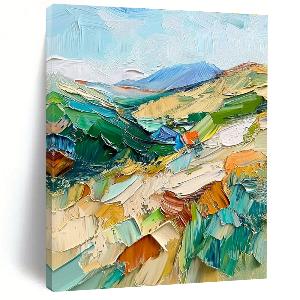 Colorful Landscape Impasto Abstract Painting with Vivid Terrain WINK074