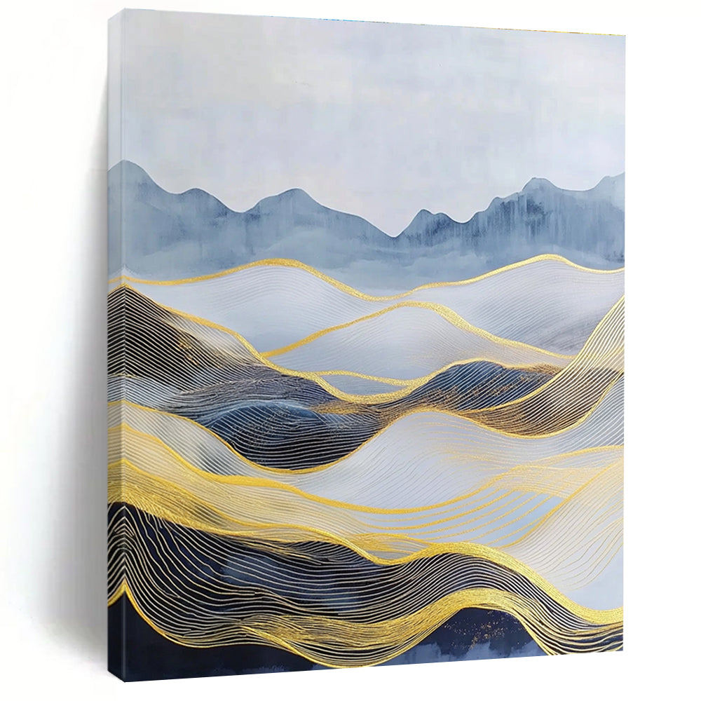 Golden Wave Mountainscape - Opulent Landscape Abstract Art GAB0414