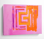 Bold Pink - Orange Geometric Maze Graphic Intrigue Painting ABS130