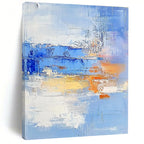 Blue Orange Abstract Landscape Painting with Dreamy Hues WINK617