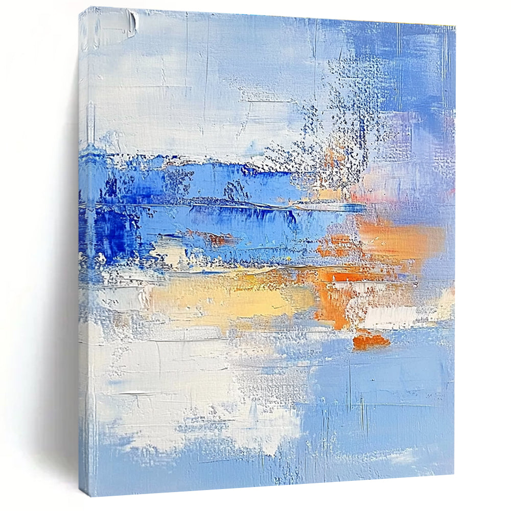 Blue Orange Abstract Landscape Painting with Dreamy Hues WINK617
