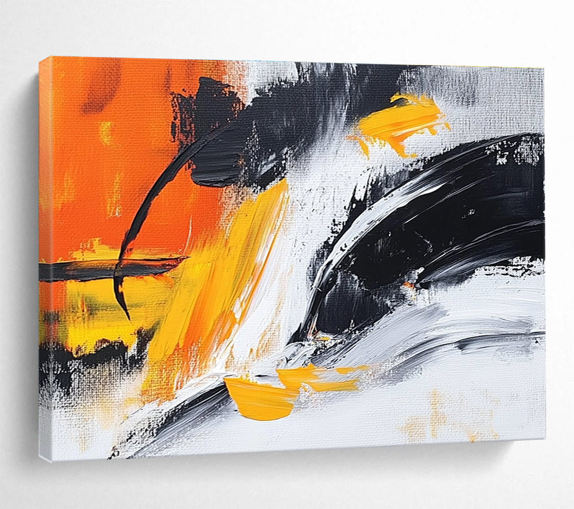 Orange and Black Dynamic Abstract Painting ABS301