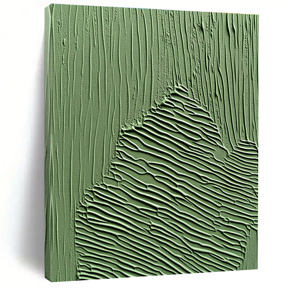 Green Textured Wave Patterns Painting with Natural Rhythm WINK062