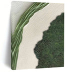 Textured Green and White Landscape Painting for Nature - Inspired Minimalist Spaces HENG316