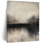 Monochrome Lake Silhouette - Minimalist Landscape Abstract Art GAB0522