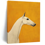 White Horse on Orange Stylized Equine Abstract Painting GAB0237