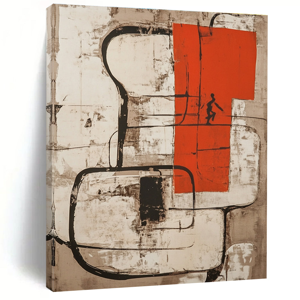 Abstract with Red and Black Painting for Industrial - Style Cafes GAB1262
