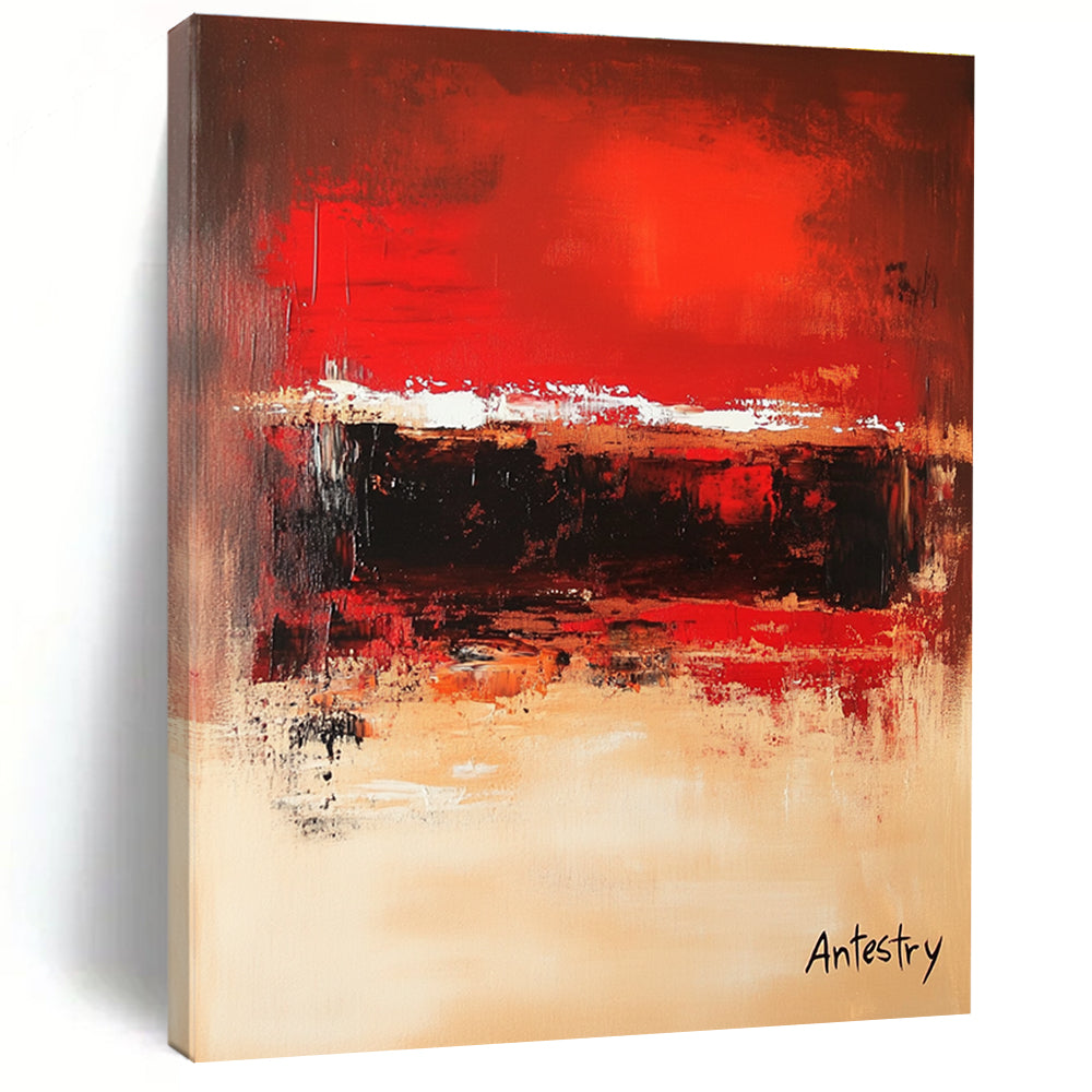 Red - Beige Dynamic Abstract Painting: Bold Strokes for Modern Spaces GAB0954