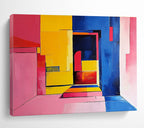 Color - Blocked Interior Abstract Painting with Bold, Vibrant Spatial Dynamics ABS501