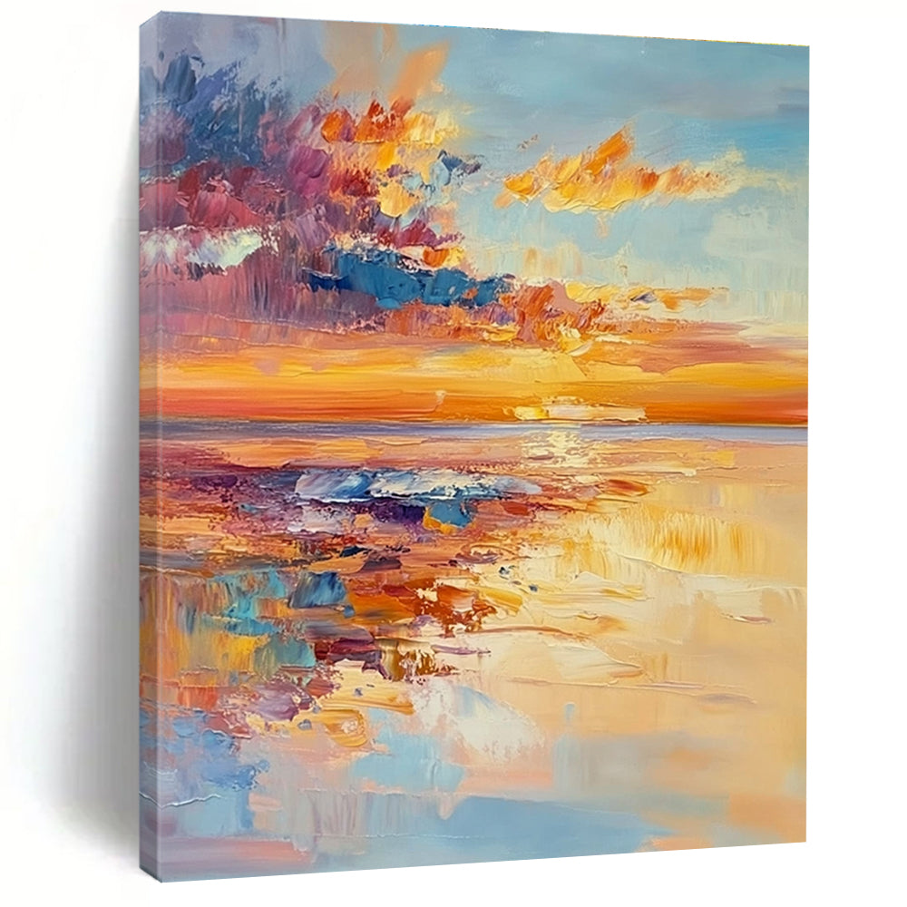 Sunset Beach Abstract Painting with Dynamic Colors GAB0009