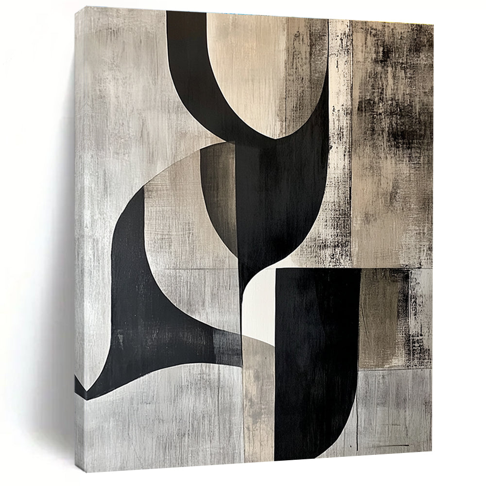 Black and Gray Geometric Abstract Painting for Industrial - Style Offices GAB0922