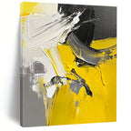 Yellow Black White Abstract Painting with Dynamic Energy WINK552