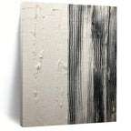 Black - White Striped Textured Abstract Painting for Industrial - Inspired Spaces HENG382