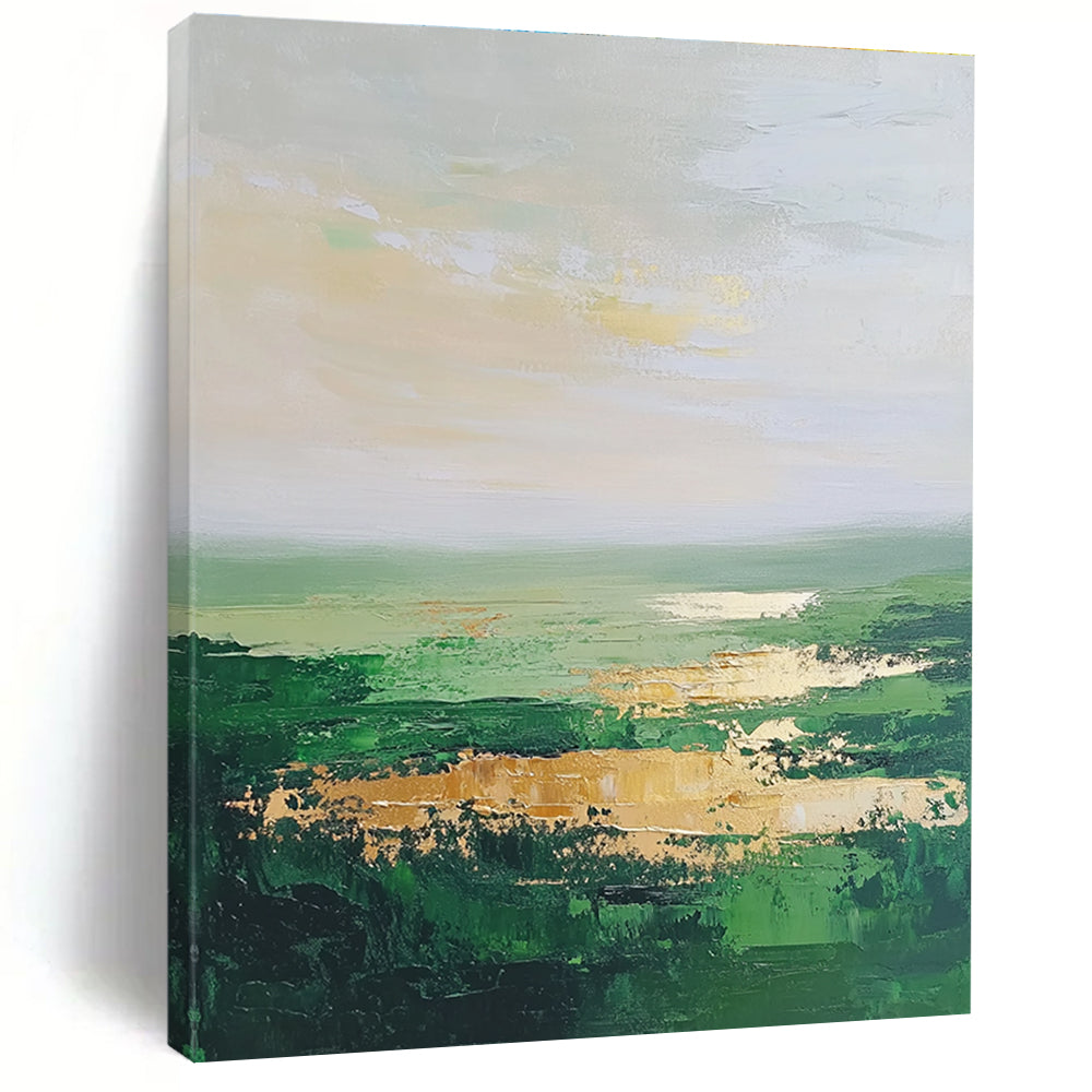Green Horizon Abstract Painting for Nature - Lover’s Cafes GAB1304