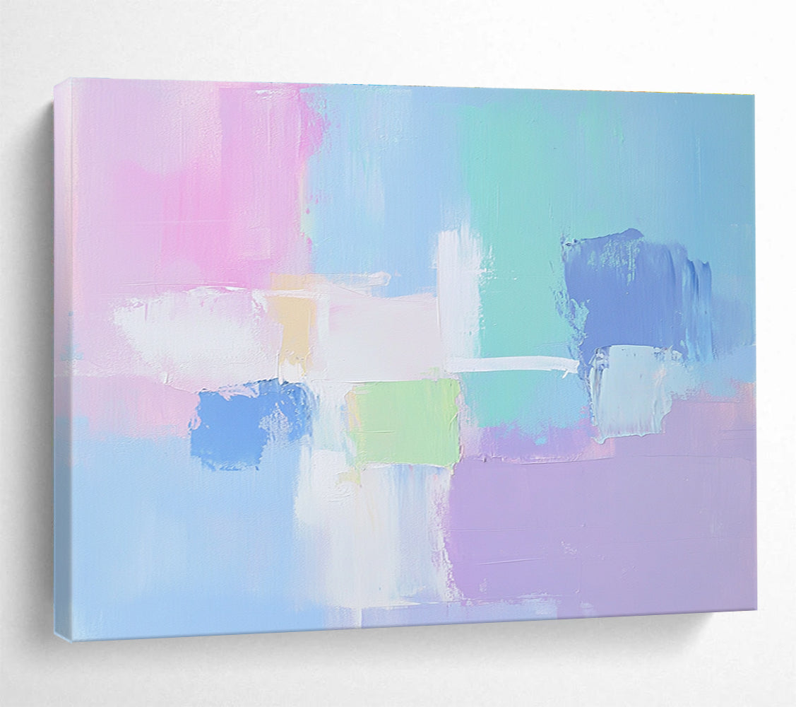 Pastel Color Block Abstract Painting with Delicate Harmony ABS414