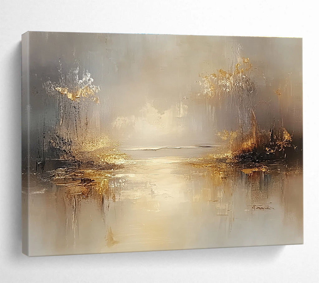 Golden Lake Abstract Painting with Subtle Tones ABS270