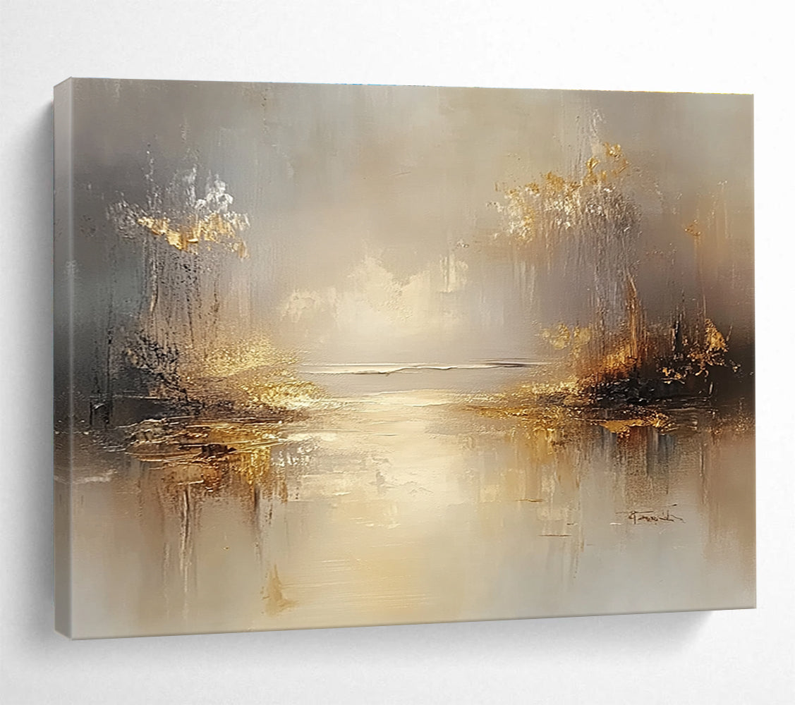 Golden Lake Abstract Painting with Subtle Tones ABS270